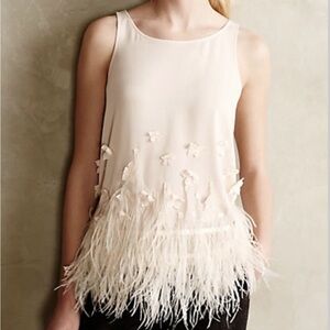 Moulinette Soeurs Anthropologie Feathered Fringe Floral Blouse Tank Top Small
